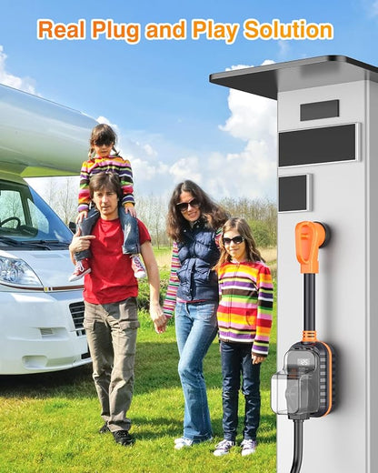 GEARGO 𝟐𝟎𝟐𝟔 𝐍𝐄𝐖 50 Amp RV Surge Protector, 18000J RV Circuit Analyzer with Intelligent LED Display, IP68 RV Adapter Plug with Waterproof Cover for Camper Travel Trailers