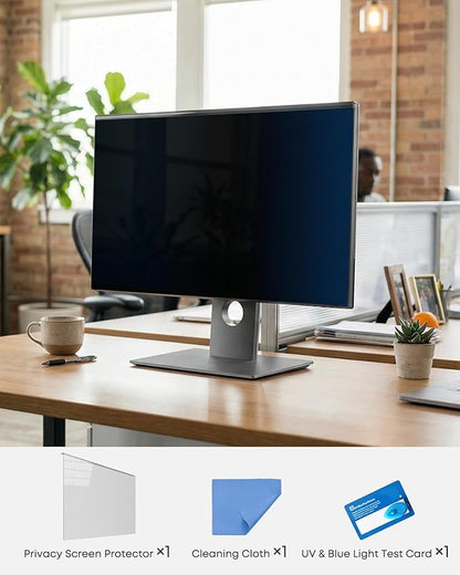 Hanging Privacy Screen Protector for Monitor (Fits 23-24 Inch Frameless), 30°+ Full Privacy & 95% Light Blocking, Instant Setup, 87% Blue Light & 97% UV Block, Office Data Security & Eye Protection