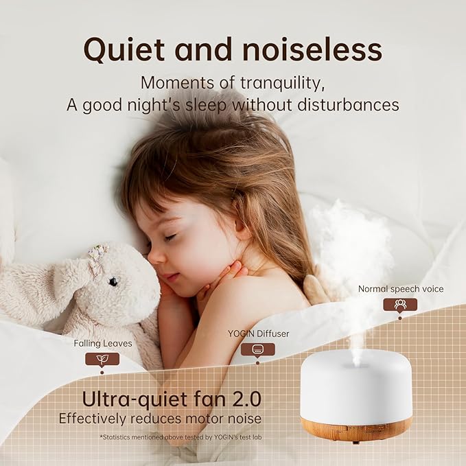 Yogin 500ml Essential Oil Diffuser with Remote Control,Timer & Auto-Off Safety, Smart Ultrasonic Aromatherapy Diffuser