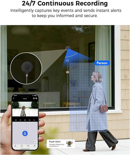 3MP 2K Window Camera, 5G & 2.4GHz WiFi Indoor Camera for Home Security with AI Color Night Vision, 24/7 Recording, Motion Detection, Easy & Quick Window Mount for Outdoor Monitoring