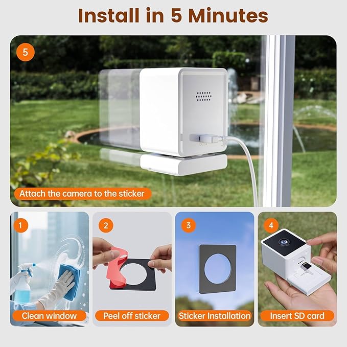 3MP 2K Window Security Camera, 2.4Ghz & 5Ghz WiFi Wireless Indoor Cameras for Home with Color Night Vision,Mounting Sticker,Motion Detection