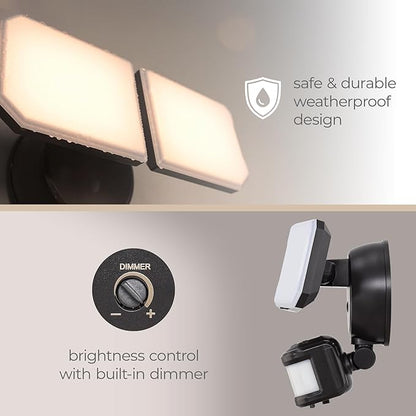 Guardian Flood and Security Wall Light with 2 Lights 2,250 Lumens 20 Watts and Programmable Motion and Photo Sensor in Bronze
