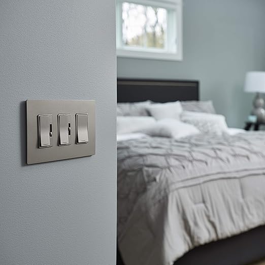 Legrand - Pass & Seymour 15 Amp Light Switch with Rocker Wall Switch, Nickel Single Pole Rocker Light Switch, TM870NICC10, 1 Count (Pack of 2)
