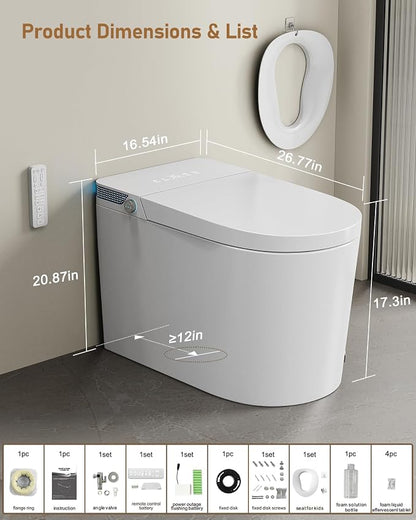Smart Toilet with Bidet Built-in: Bidet Toilet with 5L Tank, Dual Flush