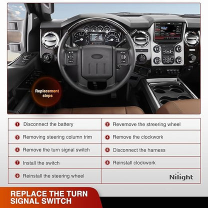 Nilight Turn Signal Switch Compatible with 2008 2009 2010 Ford F250 Super Duty F350 Super Duty F450 Super Duty F550 Super Duty 2009 Ford F350 Windshield Wiper Combination Switches
