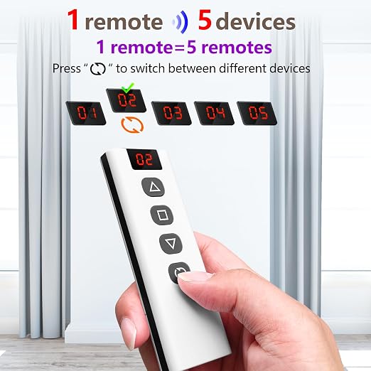 DieseRC 5pcs Wireless Smart Roller Shutter Controller with 1pcs RF Remote Control, Compatible with Google Home/Alexa APP Control and Manual Switch, Electric Motor WiFi Switch