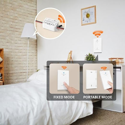 DieseRC AC 110V 120V 220V 240V Wireless Remote Control Light Switch 1500W 1 Channel 433Mhz RF Relay Receiver with 2 Transmitters Keyfob for Lamp Bulb