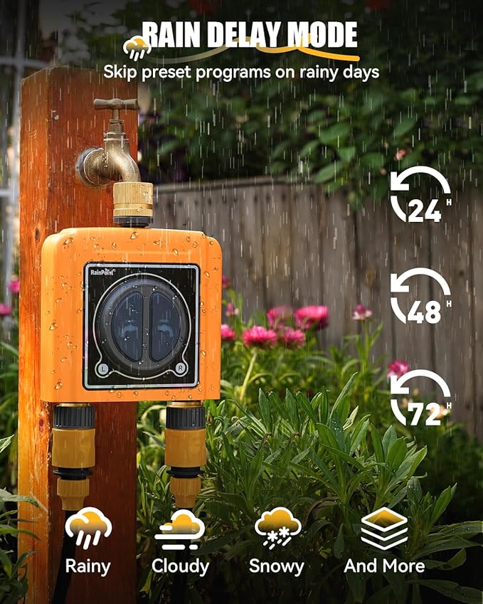 RAINPOINT WiFi Water Timer, Brass Inlet & Outlet,No WiFi Hub, 2.4Ghz WiFi Compatible, TWG004WRF Hub (Lot >202108)