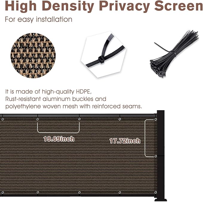Sunny Guard Customized 3.3'x32' Brown Balcony Privacy Screen,90% Shade Apartments Fence Cover,Heavy Duty Mesh Windscreen for Deck,Outdoor,Backyard,Patio