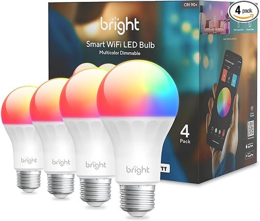 U-tec Smart Light Bulbs, 1100 Lumen, 90+CRI WiFi Mesh & Bluetooth Color Changing A19 Light Bulb, 16 Million DIY Colors RGB Light Bulbs, Compatible with Alexa, Google Assistant Home App, 4 Pack