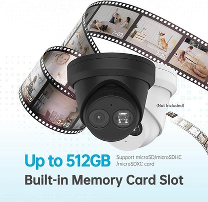 DS-2CD2383G2-IU, 4K 8MP AcuSense IP Camera PoE Turret Dome Camera IP67 Outdoor, WDR, 2.8mm Wide Angle Lens, IK10, H.265+, English Version, Human and Vehicle Detection, Work with Ⲏіkconnect, Black