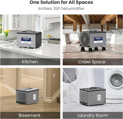 BaseAire Crawlspace Dehumidifier with Pump, Compact Dehumidifiers for Commercial, Basement and Water Damage with Drain Hose, 70 PPD, Auto Defrost, GLGR Technology, Up to 1000 Sq Ft
