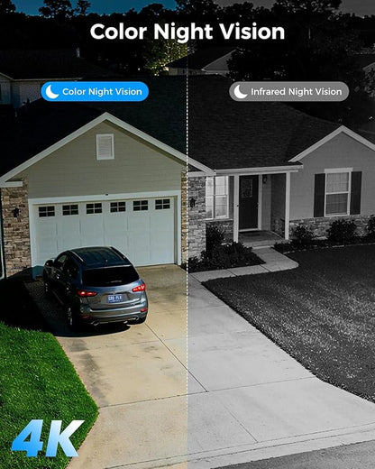 Hiseeu 4K 8MP Security Camera, 24/7 Recording, Corded Plug-in Powered, 2.4G/5G Wireless WiFi Camera, Color Night Vision, Two Way Audio, IP66 Waterproof（No SD Slot ，Subscription-Based Cloud Storage）