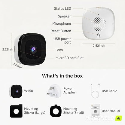 Girafit 3MP 2K Window Camera,2.4GHz & 5GHz WiFi Indoor Cameras for Home Security with ChroMax Al Color Night Vision,Person & Motion Detection,24/7 Recording,Easy & Quick Install