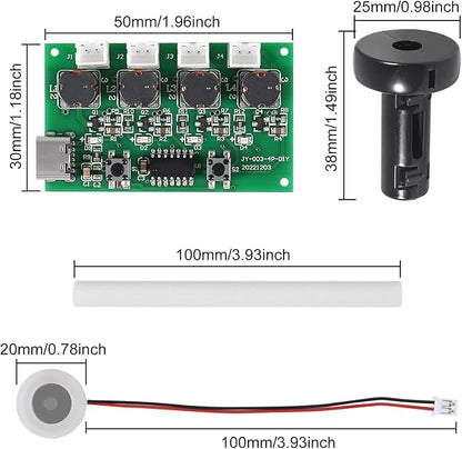 2Sets Type-C USB Humidifier Module DIY Kits Mist 4 Way Fogger Atomization Driver Circuit Board Type-C Spray Module