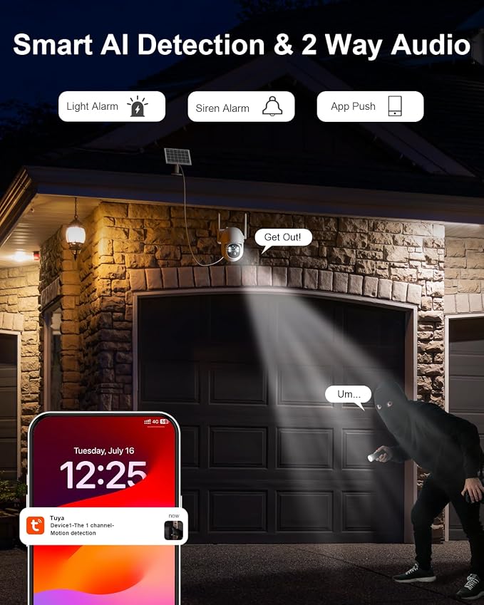 SANSCO 2 Pack No WiFi 4G LTE Cellular Solar Security Camera, No Monthly Fee