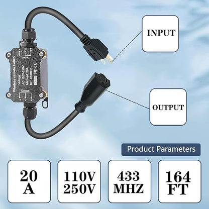 AC110V/120V/250V/20A Waterproof Remote Control Power Switch