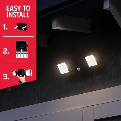 Energizer LED Flood Light Outdoor, Security Light, 2 Head, Wireless, Battery Operated, 800 Lumens, Swivels & Rotates, Weather-Resistant, Motion Sensor Outdoor Light, Black, 1 Pack, 40776