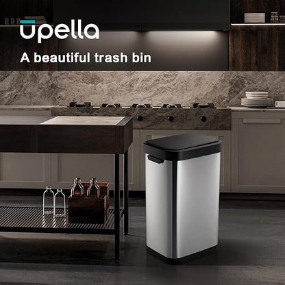13 Gallon Trash Can, Touchless Stainless Steel Kitchen Bin (Silver)