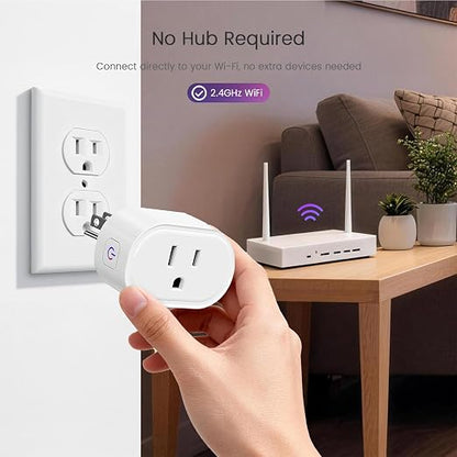 Smart Plug, 10A WiFi Smart Plugs Compatible with Alexa & Google Home | Smart Outlet Timer with APP Remote Control, 2.4GHz Wi-Fi Only, No Hub Required, ETL FCC Listed, White
