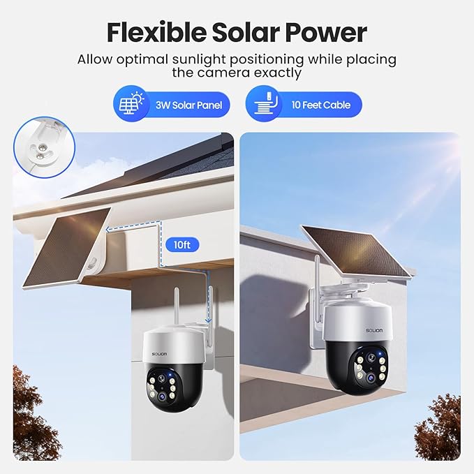 SOLIOM- True 4K HD Security Cameras Outdoor Wireless, Add-On Camera, Solar Powered, Auto Tracking,Requires SOLIOMBASE, SOLIOMBASE Supports Up to 4 Cams