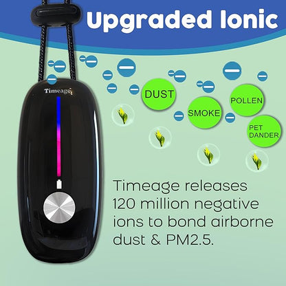 Portable Air Purifier,Personal Air Purifier Necklace, Wearable Mini Air Ionizer Eliminates Pm2.5, Allergy Pollen,Smoke,Dust for Outdoor,Travel(Black)