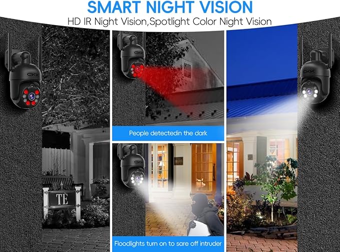 [3k] Security Camera Wireless Outdoor, 5MP PTZ Security Camera, 3k WiFi Camera for Home Security Outside, Human Detection, Two-Way Audio,Color Night Vision, 360° View,C102