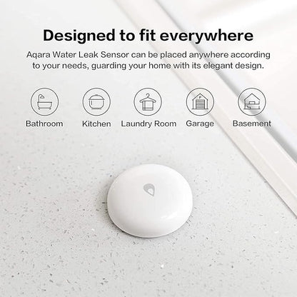 Aqara Water Leak Sensor, Zigbee Wireless Water Leak Detector for Alarm System and Smart Home Automation, Requires AQARA HUB, App Notifications, for Kitchen, Bathroom, Basement, Works with IFTTT