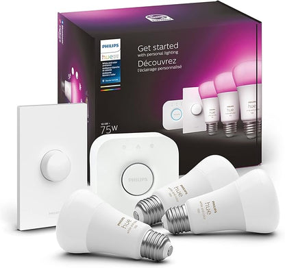 Philips Hue White and Color Ambiance Medium Lumen (75W) Smart Button Starter Kit & White & Color Ambiance BR30 LED Smart Bulbs, 16 Million Colors (Hue Hub Required), 2 Bulbs (578096)