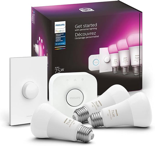 Philips Hue White and Color Ambiance Medium Lumen (75W) Smart Button Starter Kit & White & Color Ambiance BR30 LED Smart Bulbs, 16 Million Colors (Hue Hub Required), 2 Bulbs (578096)