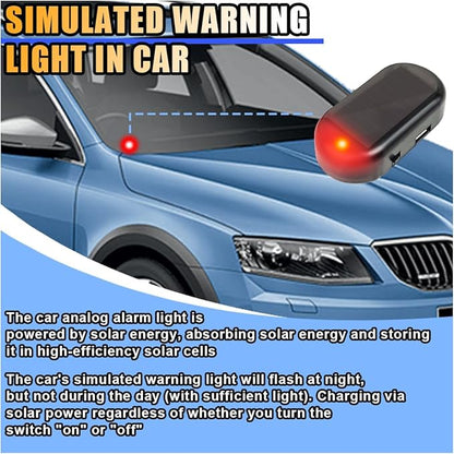 Car Solar Power Simulated Dummy Alarm, Car Alarm Warning Light Fake Lamp with USB Charger Port, Anti-Theft LED Flashing Security Light Car Accessories for Most Cars (Red, 1PC)