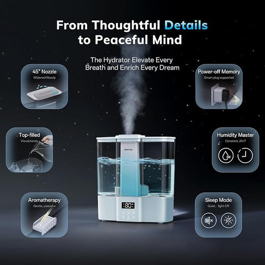 AEOCKY Geek-Level Ultrasonic Humidifier, 4L Top-Fill Cool Mist Diffuser