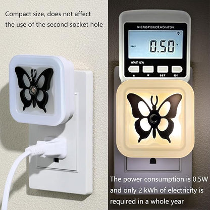 Smart LED Night Light [2-Pack], Plug-in with Auto Dusk to Dawn Sensor | Dimmable, Energy Efficient, Compact Wall Lights for Bedroom, Bathroom, Hallway, Kitchen (Butterfly Warm Light, 2)