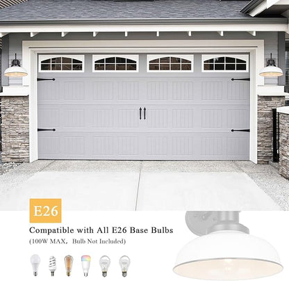 Outdoor Barn Light, Rustic Outdoor Wall Sconce, Farmhouse Exterior Wall Mount Light, Vintage Indoor Wall Lighting Fixture, Industrial White Lantern Lamp for Porch, Garage, Patio, RZ007 WH