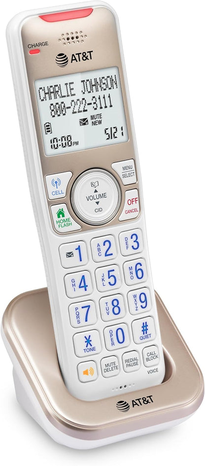 AT&T BL3112-0 Additional Handset for BL3112 Series Cordless Phones – Champagne Gold/White, Expandable DECT 6.0, Smart Call Blocker, Bluetooth Connect to Cell Compatible