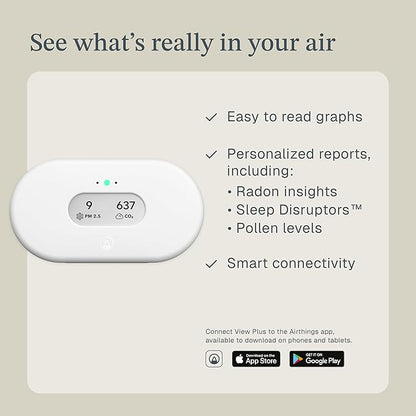 Airthings 2960 View Plus - Battery Powered Radon & Air Quality Monitor (PM, CO2, VOC, Humidity, Temp, Pressure)