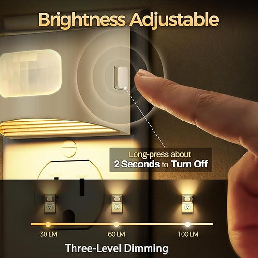 DORESshop LED Night Light[4 Pack], Night Lights Plug into Wall, Plug in Night Light with Motion Sensor, Dusk to Dawn Sensor, Nightlights for Adults, Bedroom, Bathroom, Hallway, White Cover