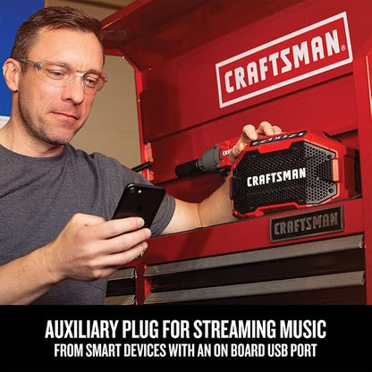 CRAFTSMAN V20 Wireless Portable Bluetooth Speaker, Tool Only (CMCR001B), Red