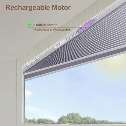 Godark Smart Angled Customized Blackout Honeycomb Blinds Suitable for Trapezoidal/Triangular/Polygonal Windows Motorized Cellular Shades Compatible with Alexa/Google Home/Tuya APP-Grey