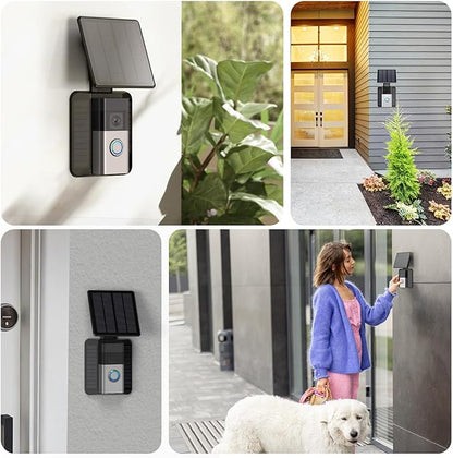 QIBOX Solar Charger Only Compatible with Battery Doorbell (USB-C Port) Waterproof Continuously Solar Panel, Adjustable Panel, Not for Micro USB or Other Plug-Type Doorbells