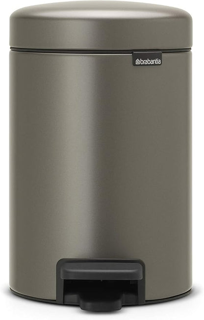 Brabantia Step-On XS Trash Can | Platinum | 0.8 Gallon / 3L | Bathroom, Bedroom, Office Trash Can with Light Pedal Opening, Handle & Removable Inner Bucket | 6.6 x 9.3 x 10.4 | + Trash Bags