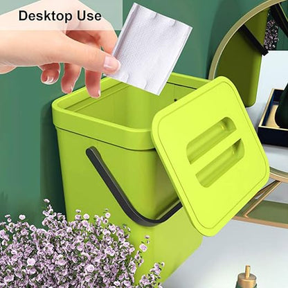 LALASTAR Food Waste Basket Bin for Kitchen, Small Countertop Compost Bin with Lid, Odor-Free Food Scrap Container, Wall Mounted Garbage Can, 3L/0.8 Gal, Green
