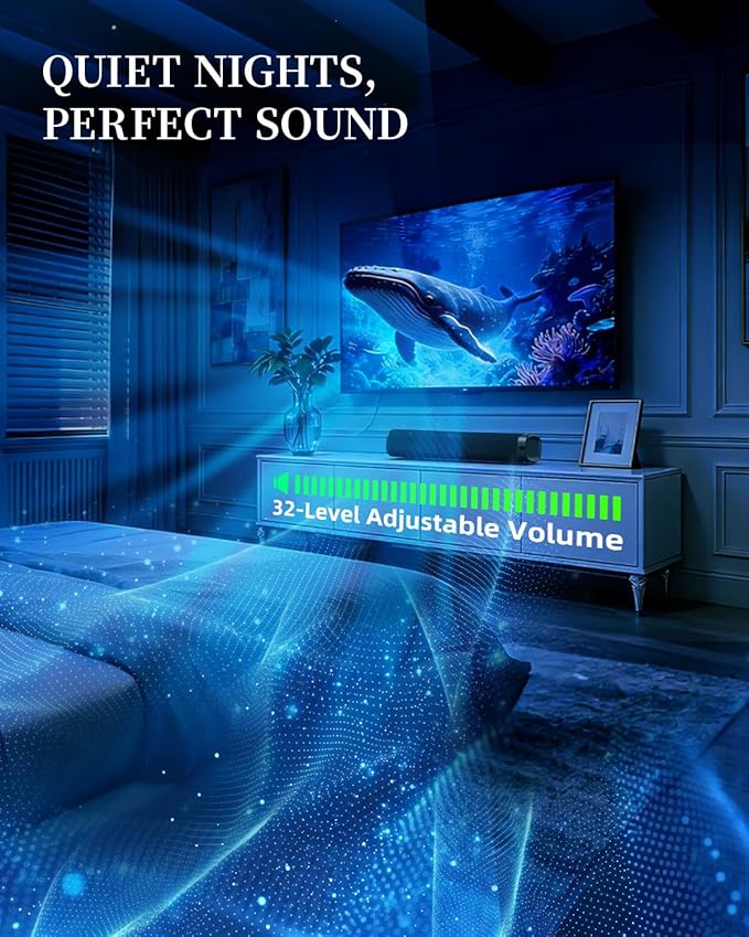 Sound Bar for Smart TV, Sound Bar, Bluetooth Sound bar, with Optical/AUX/HD ARC, Surround Sound Speakers, Surround Sound System for TV/PC/Gaming/Projectors, Wall Mountable PC Soundbar