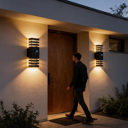 CANMEIJIA Dusk to Dawn Outdoor Sconce Lights 2 Packs,GU10 3000K Exterior Wall Light IP65 Waterproof Aluminum Outdoor House Lights Wall Mount for House Garage Patio Garden
