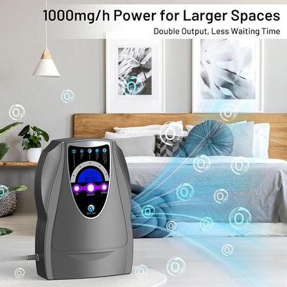 Ozone Machine Generator, Multifunctional with Timer, 1000mg/h Portable Ozone Machine for Home, Kitchen, Office, Cleaning Water, Fruits and Vegetables