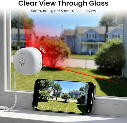 INFIYA 2K Window Cameras for Home Security- 5Ghz & 2.4Ghz WiFi Window Camera, Color Night Vision, Motion & Human Detection, Continuous 24/7 Recording, Cloud(Optional) & Local Storage, K1 1P