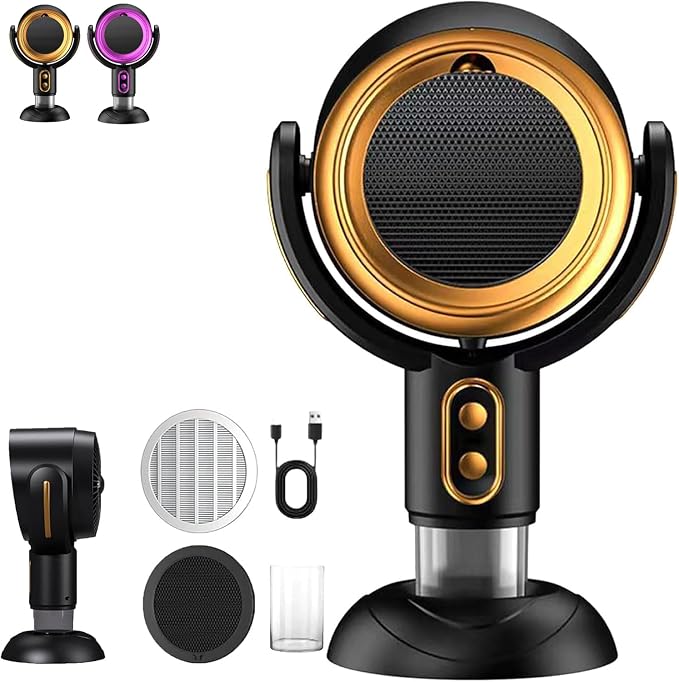 Portable Smoke Fan for Smoking Indoors, Rechargeable Smoke Eliminator for Home Smoking, Air Purifier with Removable Filter, Household Desktop Range Hood for Cooking (Yellow, Charging)