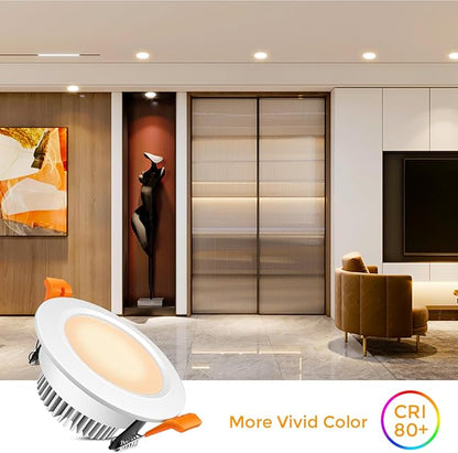 3.5 Inch LED Recessed Lighting Dimmable Downlight, 7W (55W Halogen Equivalent), 3000K Warm White, CRI80, LED Recessed Ceiling Light with Driver (8 Pack)