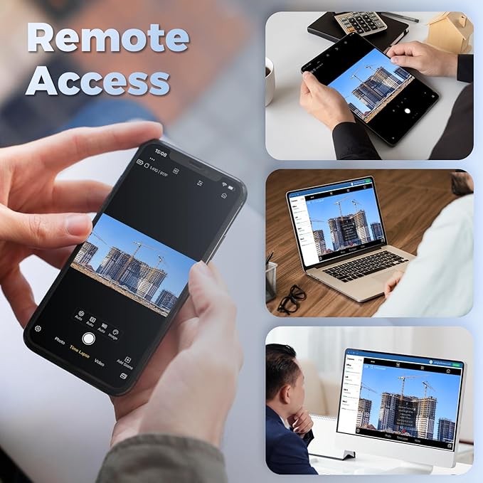 ATLI ATL4500 4K Time Lapse Camera Outdoor Construction Jobsite 8MP Starlight Sensor UHD Resolution Dual Band Wi-Fi App Control Remote Access IP67 Weatherproof Pre-Installed 512GB Memory Card