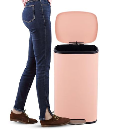 happimess Curtis 8 Gal Step Trash Can Soft Close 25", Flamingo Pink